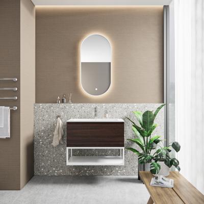 Badkamermeubelset BWS Anubis Frame 90cm 1 Lade Sonama Charcoal Eiken Met Wastafel (Naar Keuze) Badkamermeubelset BWS Anubis Frame 90cm 1 Lade Sonama Charcoal Eiken Met Wastafel (Naar Keuze)