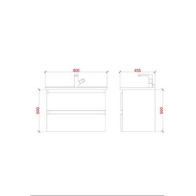Creavit Badkamermeubelset Sally 80 cm Twee Soft-Close Lades Eiken - Onderkast Sally 80 cm Eiken