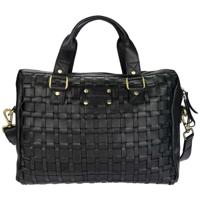 Handtas Gevlochten Leer Zwart (Large) - thumbnail