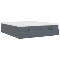 Ottoman bed met matrassen 200x200cm fluweel donkergrijs - thumbnail