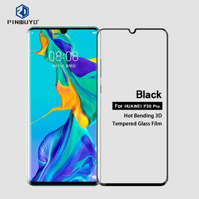 PINWUYO 9u 3D gebogen warmte buigen volledig scherm getemperd glas film voor HUAWEI P30pro (zwart)