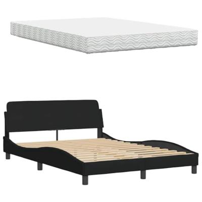 Bed met matras stof zwart 120x200 cm