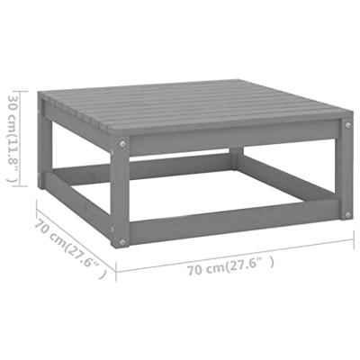 2-delige Loungeset met kussens massief grenenhout grijs
