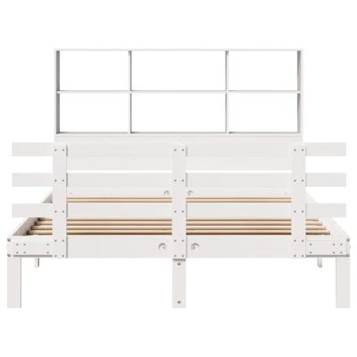 Bed met boekenkast zonder matras grenenhout wit 160x200 cm - thumbnail