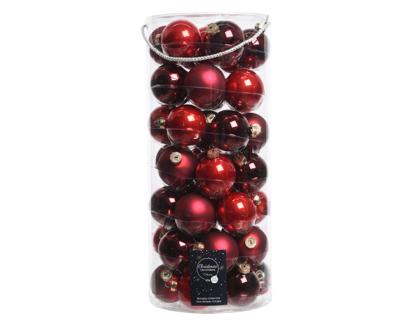 Kerstbal glas mix rood dia 6 cm assortie Decoris - Decoris