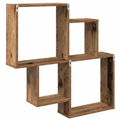 Wandschap 80x15x78,5 cm bewerkt hout oud houtkleurig