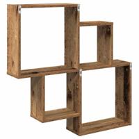 Wandschap 80x15x78,5 cm bewerkt hout oud houtkleurig - thumbnail