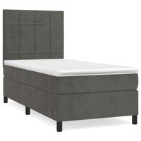 Boxspring met matras fluweel donkergrijs 100x200 cm - thumbnail
