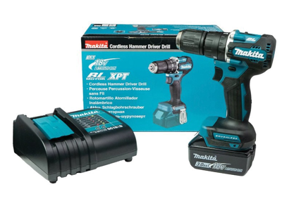 Makita DHP487SF 18v Klopboor-/schroefmachine koolborstelloos 3,0 Ah accu (1 st), Oplader Makita DHP487SF 18v Klopboor-/schroefmachine koolborstelloos 3,0 Ah accu (1 st), Oplader