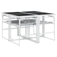 5-delige Tuinset met kussens textileen wit - thumbnail