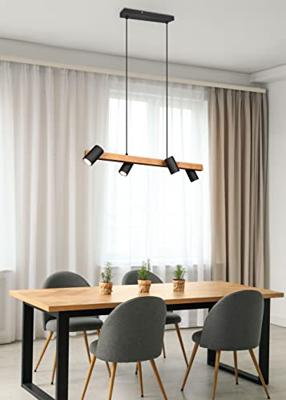 Trio Richtbare hanglampMarley Zwart met hout - 312490432