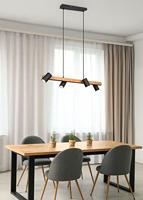 Trio Richtbare hanglampMarley Zwart met hout - 312490432 - thumbnail