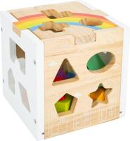 Small Foot houten vormenstoof kubus regenboog, - thumbnail