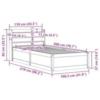 Bedframe met hoofdbord massief grenenhout 100x200 cm - thumbnail