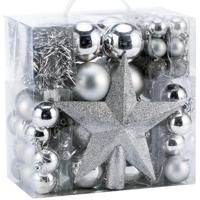 Kerstboomballen kunststof kleur Zilver set van 77 stuks - thumbnail