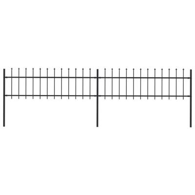 Tuinhek met speren bovenkant 3,4x0,6 m staal zwart