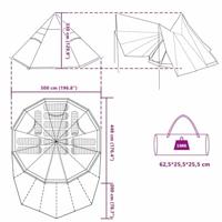 Familie Tipi Tent met dak Groen en beige 510 x 690 x 330 cm - thumbnail