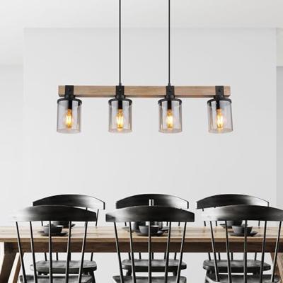 Globo Houten hanglampLila 4-lichts - 15555-4H