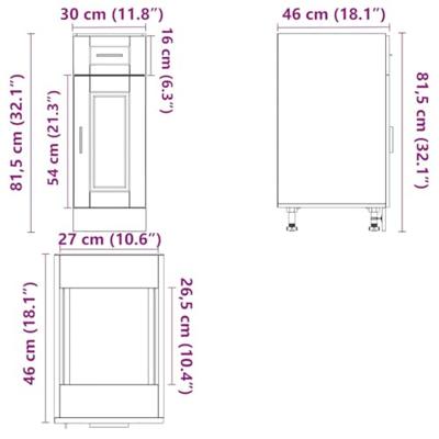 Keuken onderkast "Porto" bewerkt hout betongrijs