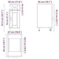 Keuken onderkast "Porto" bewerkt hout betongrijs - thumbnail