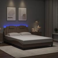 Bedframe met LED-verlichting kunstleer cappuccino 140x190 cm - thumbnail