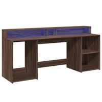 Bureau met LED-verlichting 200x55x91 cm hout bruin eikenkleurig - thumbnail