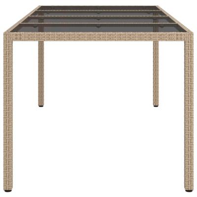 Tuintafel 190x90x75 cm gehard glas en poly rattan beige