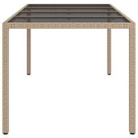 Tuintafel 190x90x75 cm gehard glas en poly rattan beige - thumbnail
