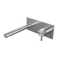 Brushed Edition inbouw wastafelmengkraan met rechte uitloop en afdekplaat, model B1 RVS geborsteld PVD - thumbnail