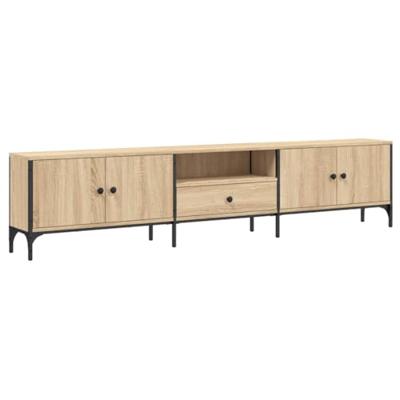 Tv-meubel met lade 200x25x44 cm bewerkt hout sonoma eikenkleur