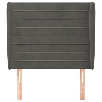 Hoofdbord met randen 83x23x118/128 cm fluweel donkergrijs
