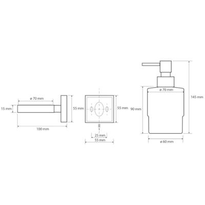 Zeepdispenser Sapho X-Square Hangend 200 ML Chroom / Melkglas Sapho