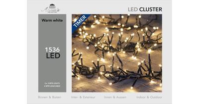 Cluster lights 1536l/9m led warm wit - 4m aanloopsnoer zwart - bi-bui trafo Anna's collection - Annas collection