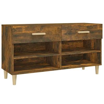 VidaXL Schoenenkast 102x35x55 cm bewerkt hout gerookt eikenkleurig VidaXL Schoenenkast 102x35x55 cm bewerkt hout gerookt eikenkleurig