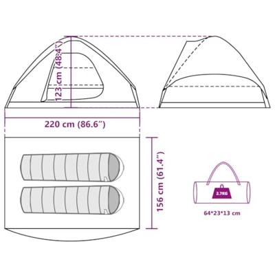 Koepeltent 2-persoons waterdicht camouflage