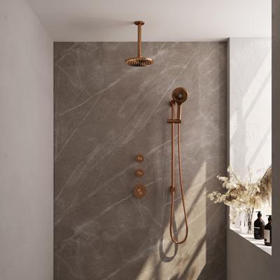 Thermostatisch Inbouwdoucheset Brauer Copper 20 cm Hoofddouche Plafondarm 3 Standen Handdouche op Glijstang Koper Brauer