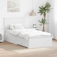 Bedframe met hoofdeinde met lade Wit 90 x 200 cm Bewerkt hout - thumbnail