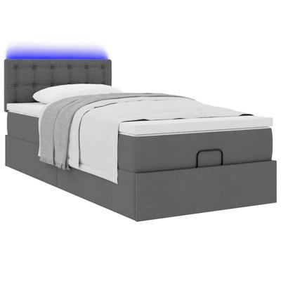 Ottoman bed met matras en LED's 100x200cm stof donkergrijs