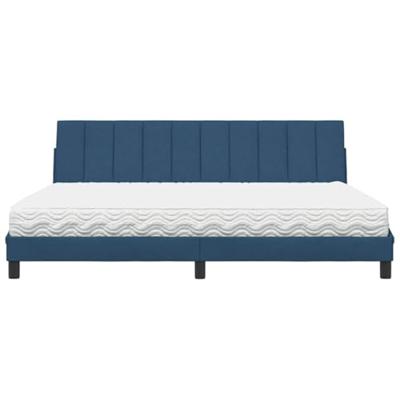 Bed met matras "Hanko" stof blauw 200x200 cm