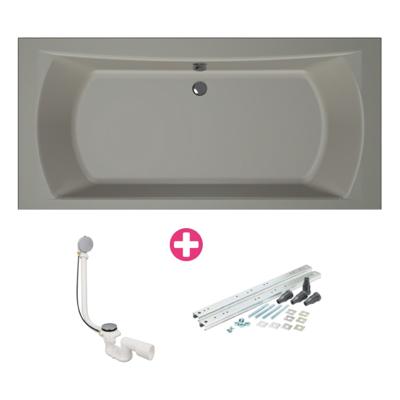 Xenz Robijn Duobad - 180x80x48 - afvoer Midden - acryl - cement 6987-06