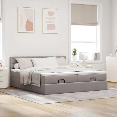 Ottoman bed met matrassen 180x200cm stof taupe