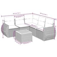 6-delige Loungeset met kussens poly rattan beige - thumbnail