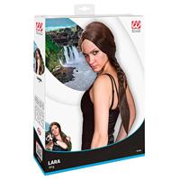 Pruik dikke lange vlecht bruin - thumbnail