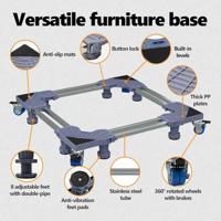 VidaXL Wasmachinebasis grijs 67 x 67 x 12 cm roestvrij staal - thumbnail