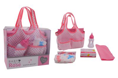 John Toys Baby rose luiertas met accessoires John Toys Baby rose luiertas met accessoires