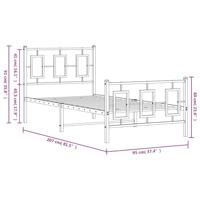 Bedframe met hoofd- en voeteneinde metaal zwart 90x200 cm - thumbnail