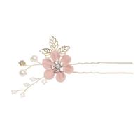Mode bloem haar kammen hoofdtooi Prom Bridal Wedding haaraccessoires bladgoud haar juwelen haar pins (roze 1 bloem) - thumbnail
