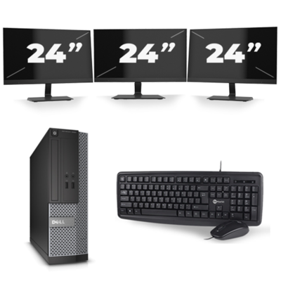 Dell Optiplex 3020 USFF - Intel Core i5-4e Generatie - 8GB RAM - 256GB SSD - Windows 10 + 3x 24 inch Monitor