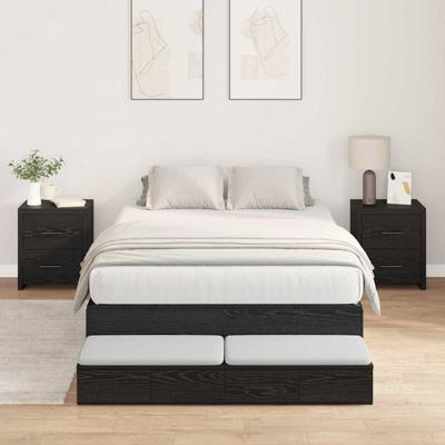 Opbergbedframe Zwart eiken 236.5 x 120 x 31.5 cm Bewerkt hout