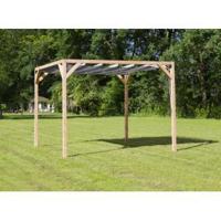 Vrijstaande pergola hout 3.7x5 meter met antraciet kleurig harmonicadoek - thumbnail